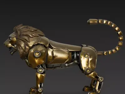 Robotic Lion 3D Model Low-poly 3D model