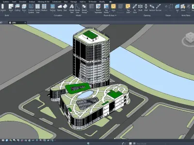 commercial center combined with office buildings 3D model
