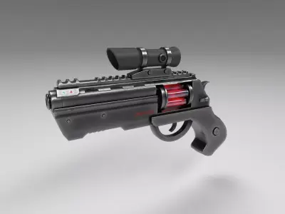 Futuristic revolver Low-poly 3D model