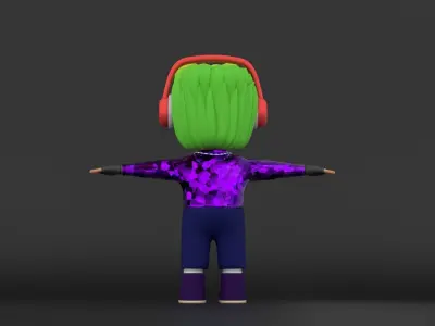 Stylized DJ Character Rigged with Facial Shape Key Animation Low-poly 3D model