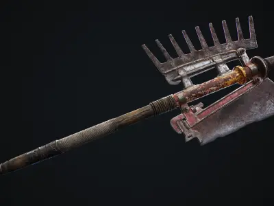 Two-handed axe Low-poly 3D model