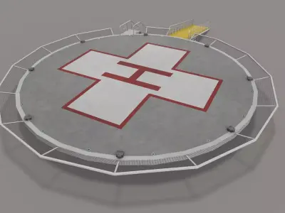 Helipad Hospital --320-- Low-poly 3D model