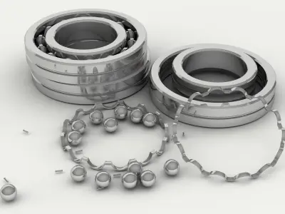 A set of models of six ball and roller bearings 3D model