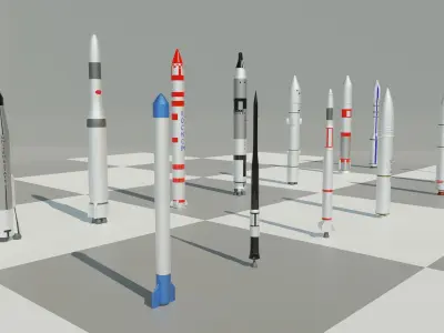 Rocket collection nasa chess set Low-poly 3D model