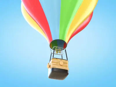 Hot Air Balloon Low-poly 3D model