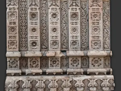 Scanned Carved Wall Low Poly Low-poly 3D model