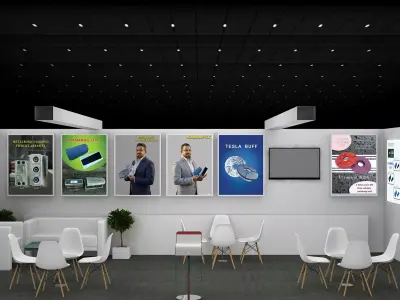 8mtr x5mtr expo stall 1side open Exhibition Stand Free low-poly 3D model