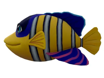 Angelfish Cartoon Animated Low-poly 3D model