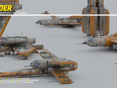 Speeder Vehicle Kitbash Set 3D model