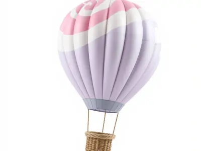Classic Hot Air Balloon Swirl Pastel model pack Low-poly 3D model