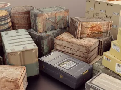 Ammo Box Pack Low-poly 3D model