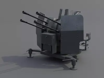 2cm Flak38 Flakvierling Antiairgun Low-poly 3D model