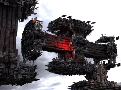 Dark Cyberpunk Solar city 5 3D model