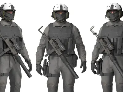 MILITARY XOF Special Operations Game Ready Character  Low-poly 3D model
