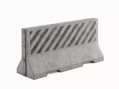 Large Concrete Barrier Set Low-poly 3D model