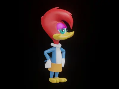 Winnie Woodpecker Low-poly 3D model