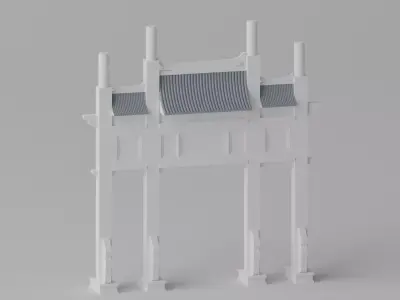 Cartoon Ancient Chinese Gate 3D model