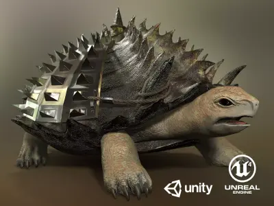 Stylized Armored tortoise - Tortashidze - Game Ready 3D model Low-poly 3D model