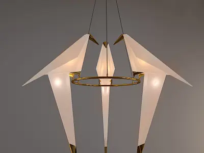 Luxurious Origami Bird Chandelier - High Quality Free 3D model