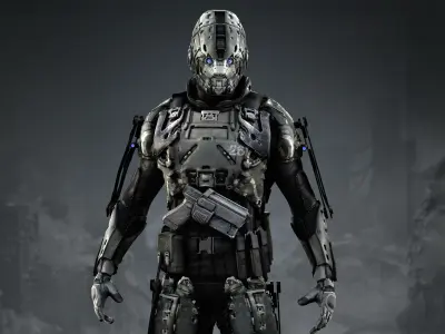 Elite Soldier from Warriors of Future  Low-poly 3D model