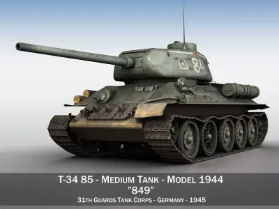 T-34 85 - Soviet medium tank - 849 3D model