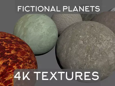 4K Fictional Planets Low-poly 3D model