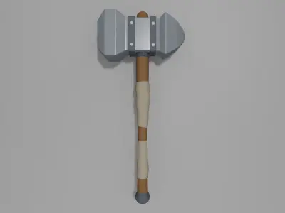 Fantasy hammer in minimalistic style Free low-poly 3D model
