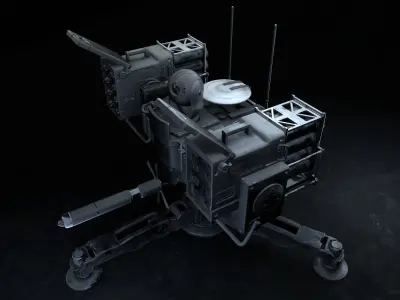 Missile Turret Game Ready PBR Textures Low-poly 3D model