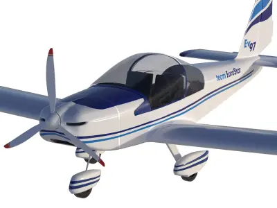 Evector EV 97 ultralight aircraft low-mid poly 3d model Low-poly 3D model