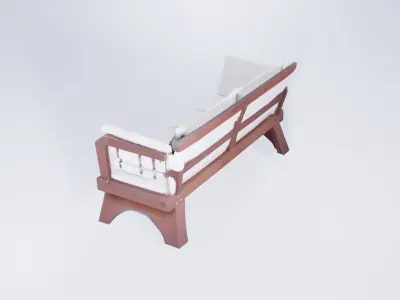 Low Poly Outdoor Bench - Classic Wooden Garden Seat 3D model
