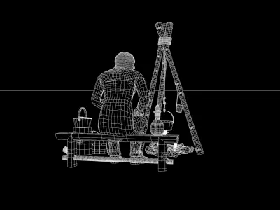 Medieval Bomfire Scenario 3D model