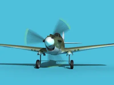 Curtiss P-40B Warhawk V14 USAAF 3D model
