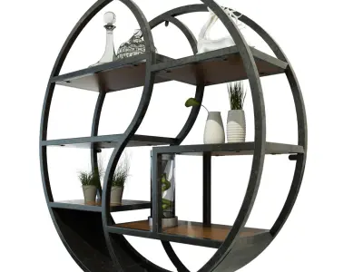 Floating Shelves for Wall Round Wood Shelves Wall Mounted Black Free 3D model