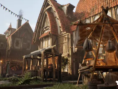 Medieval Market Environment Low-poly 3D model