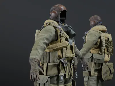 SOLDIER WWII USA Paratrooper Rigged 3D model