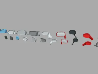 Car Side View Mirrors Pack Low-poly 3D model