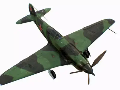 Russian Soviet fighter aircraft Yakovlev Yak-9 Low-poly 3D model