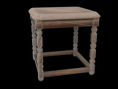 Worn wood chair Free low-poly 3D model