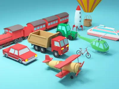 Low-poly vehicles 3d models - Cartoon cars 3D Model Collection