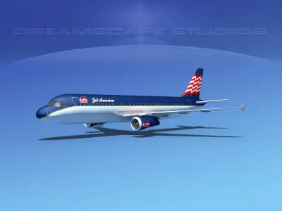Airbus A320 LP Jet America Low-poly 3D model