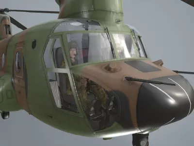  CH-47 Chinook Korean Air Force Basic Animation Low-poly 3D model