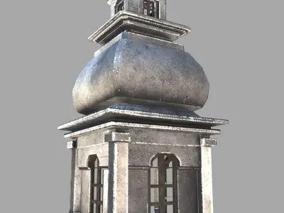 Church tower Low-poly 3D model