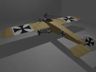 Fokker Eindecker Low-poly 3D model