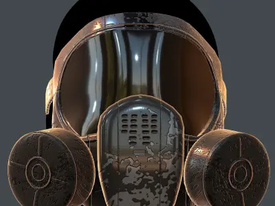 Gas mask helmet 3d model scifi Low-poly Low-poly 3D model
