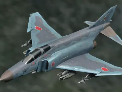 F4 Phantom 2 -Kai Texture-Fully Rigged-Changeble Decal -Text Low-poly 3D model