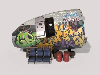 Aircraft Head with Graffiti in the Aircraft Graveyard 3D model