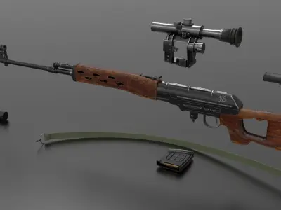 SVD Sniper Rifle Fps - Tps Low-poly 3D model