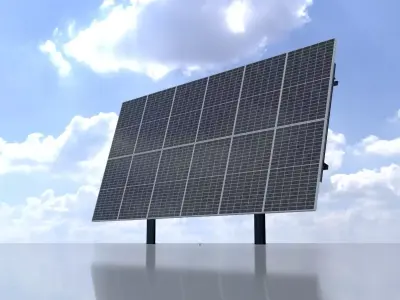 Agriculturally Dual-Use Solar-Plant 165 degrees 8m Low-poly 3D model