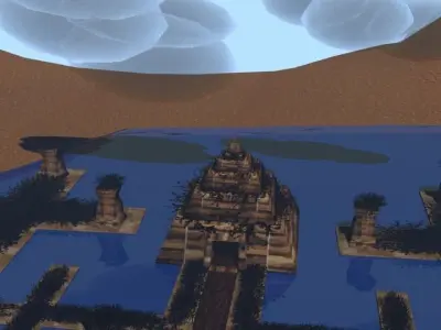 Ancient temple Low-poly 3D model