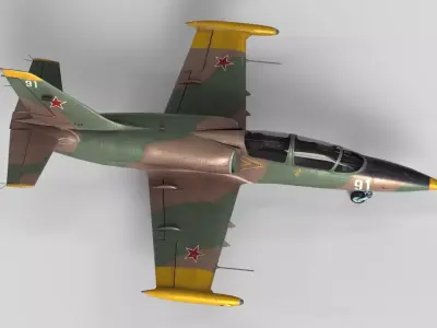 Low Poly Soviet L-39 Albatros Jet Trainer  Game Ready 3D Model Low-poly 3D model